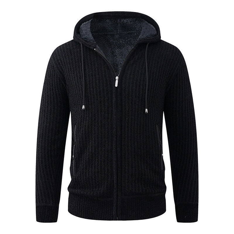 Men's Hoodie Cardigan with Teddy Lining and Full Zip Hudson & Parker