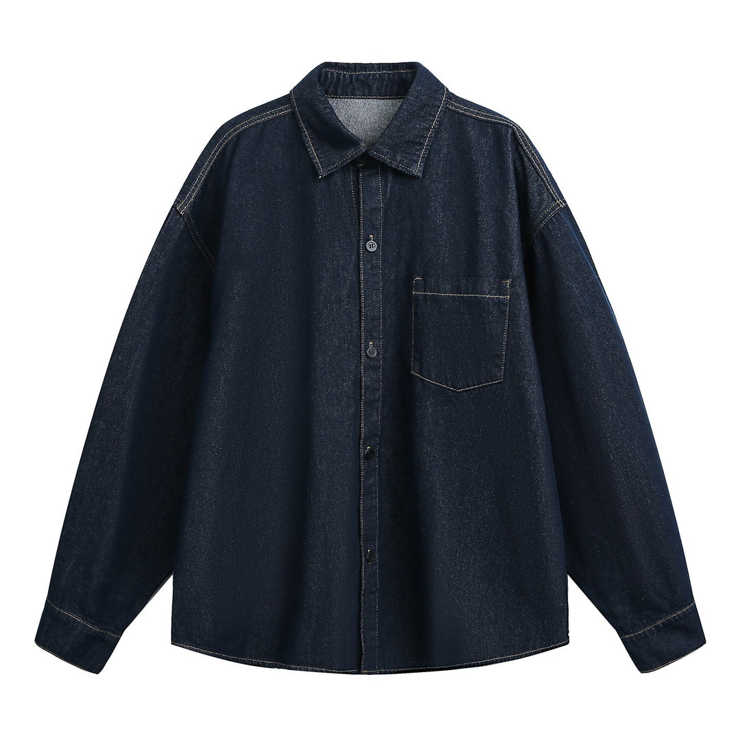 Unisex Oversize Jeans Shirt Jacket with Chest Pocket and Boxy Cut Hudson & Parker