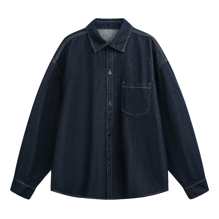 Unisex Oversize Jeans Shirt Jacket with Chest Pocket and Boxy Cut Hudson & Parker