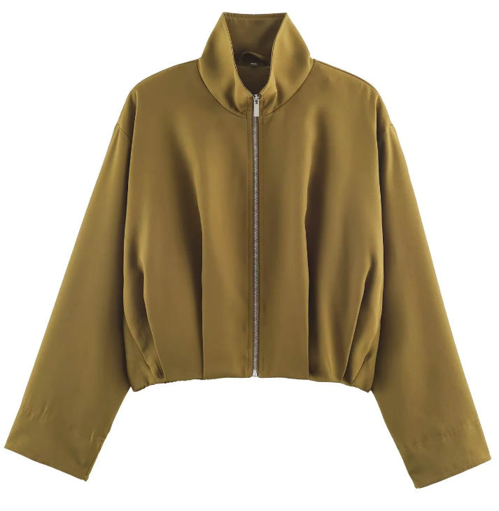 Women’s short-cut boxy blouson with high stand-up collar and dropped shoulders Hudson & Parker