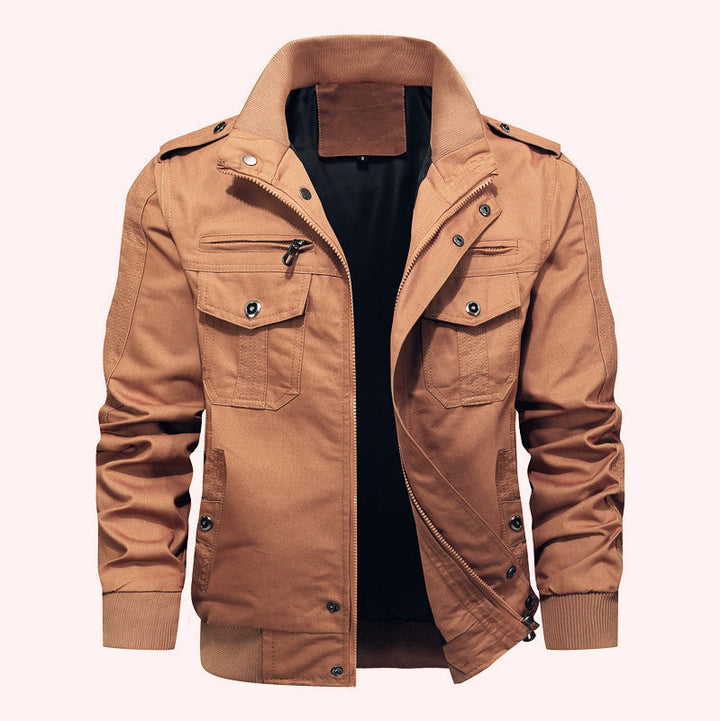Men's Utility Field Jacket with Stand-Up Collar and Multiple Pockets Hudson & Parker