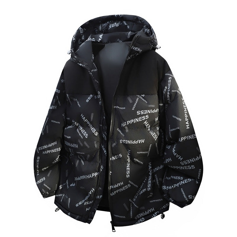 Unisex Oversize Padded Hoodie Jacket with Allover Print & Contrast Yoke Hudson & Parker