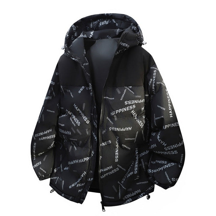 Unisex Oversize Padded Hoodie Jacket with Allover Print & Contrast Yoke Hudson & Parker