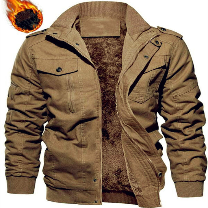 Men's Insulated Canvas Field Jacket with Teddy Lining and Shoulder Flaps Hudson & Parker