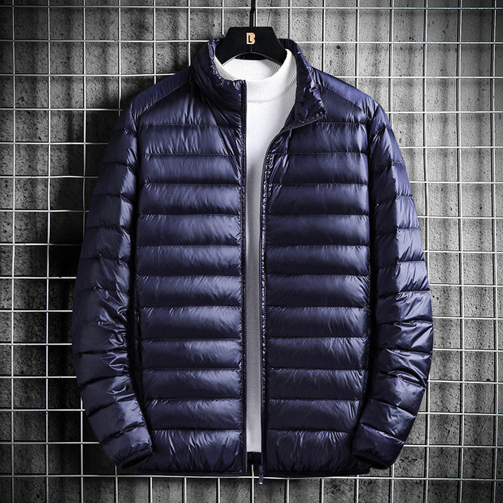 Men's Lightweight Quilted Insulated Padded Jacket with Stand-Up Collar and Pack Function Hudson & Parker