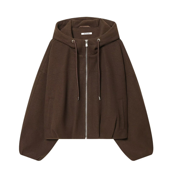 Women Oversize Blend Hoodie with Zip and Drawstring Hudson & Parker