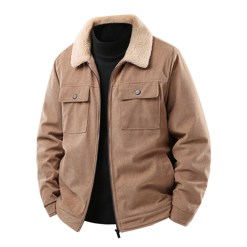 Men's cord jacket with sherpa collar, quilted thermal lining and chest pockets Hudson & Parker
