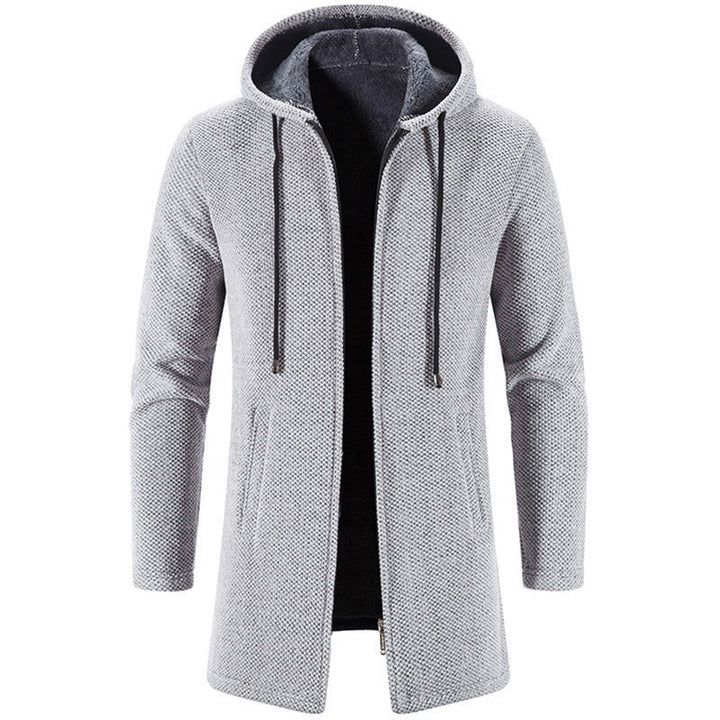 Men Long Cut Hooded Knit Coat with Teddy Lining Hudson & Parker