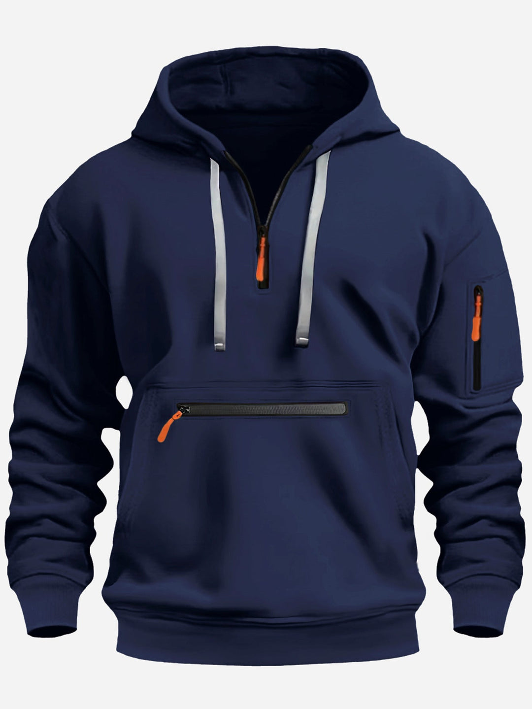 Men's hoodie with half zip, kangaroo pocket and hidden zippers Hudson & Parker