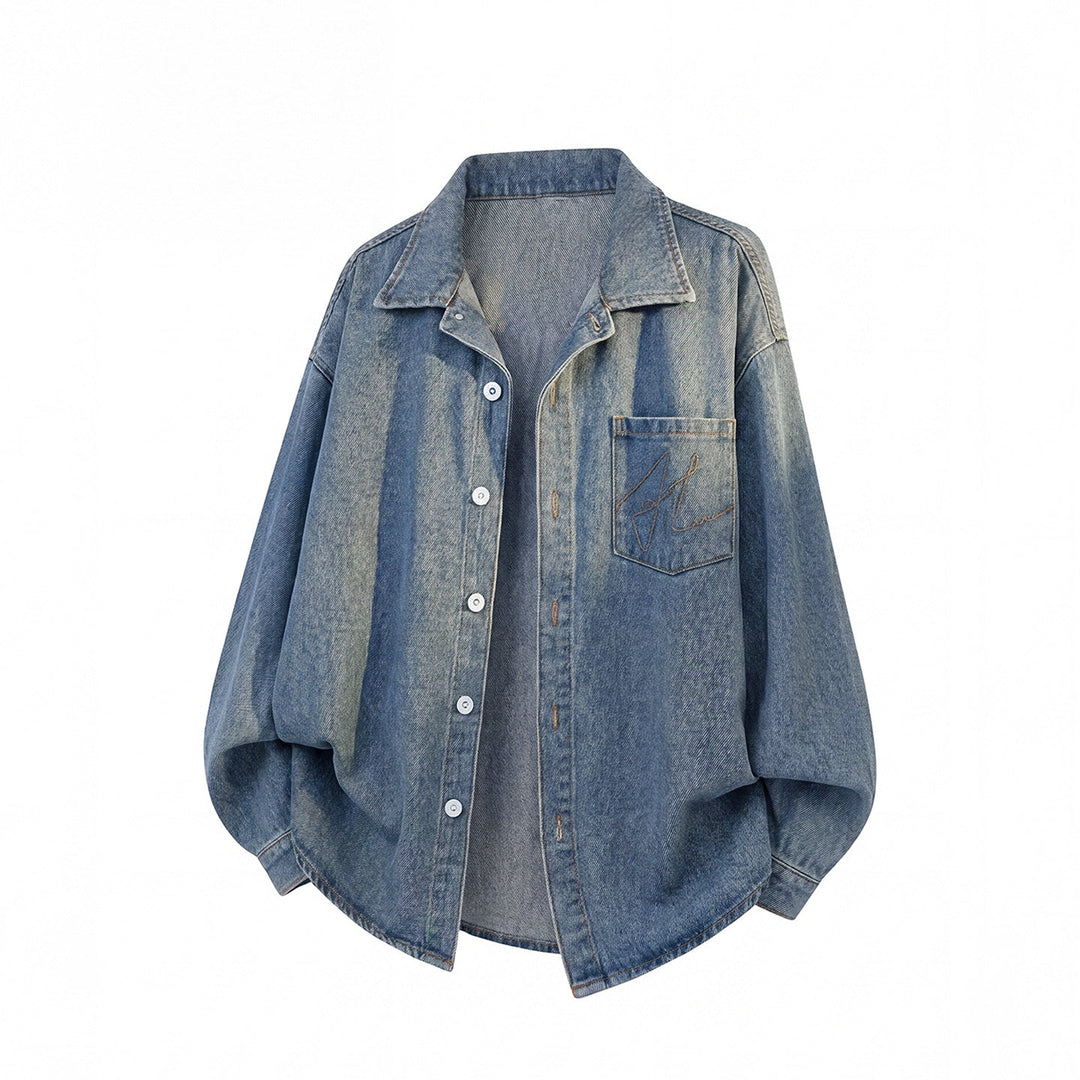 Unisex Oversize Shirt Jacket with Embroidered Monogram and Boxy Cut Hudson & Parker