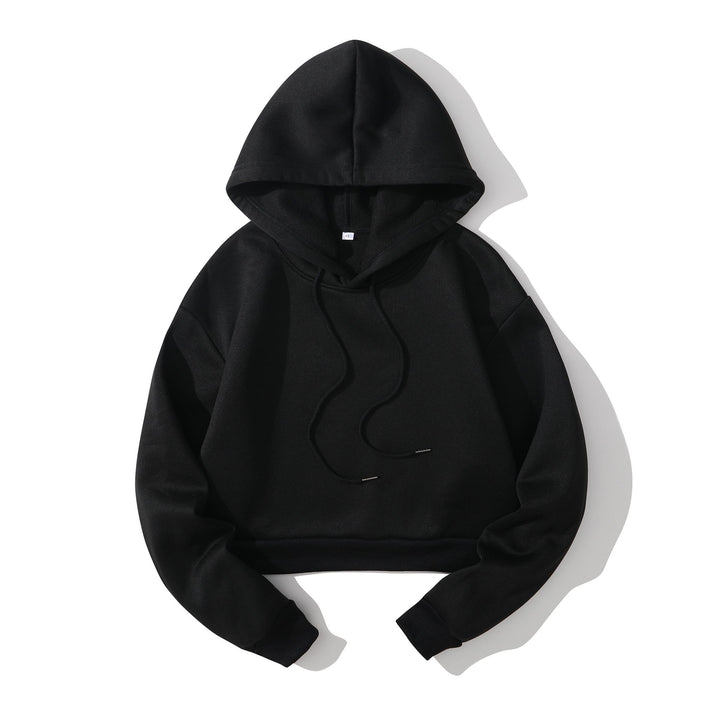 Women's cropped hoodie with soft fleece interior and elastic ribbed hem Hudson & Parker
