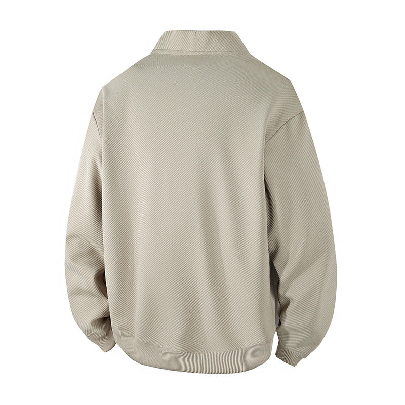 Men's structured knit cardigan jacket with continuous button placket and patch pockets Hudson & Parker