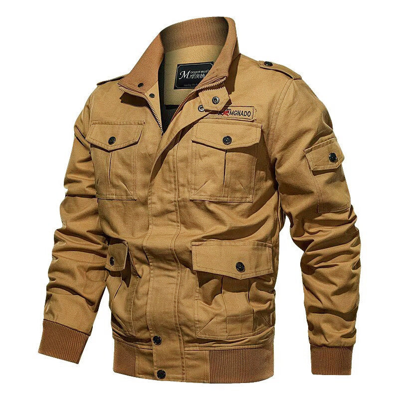 Men's utility field jacket with shoulder flaps, multiple pockets, and ribbed cuffs Hudson & Parker