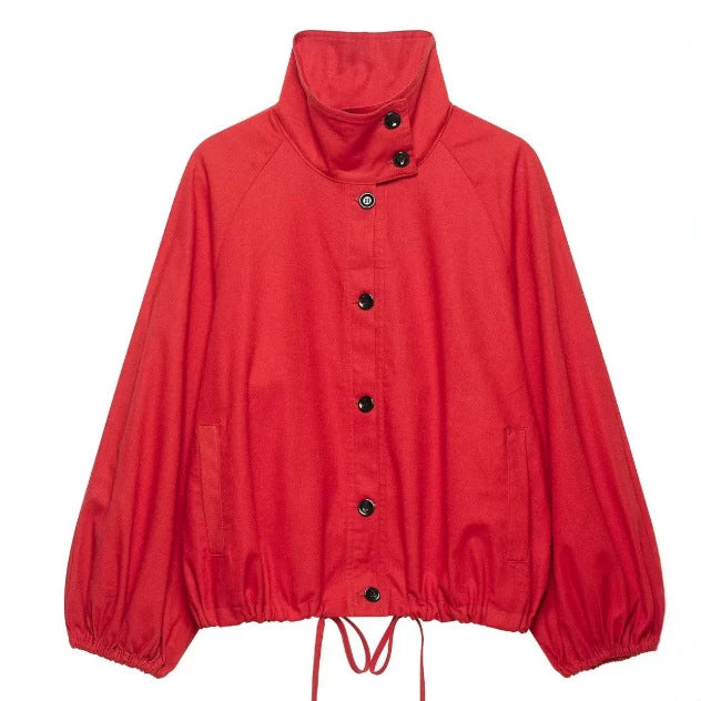 Women’s short-cut boxy blouson with high stand-up collar and dropped shoulders Hudson & Parker