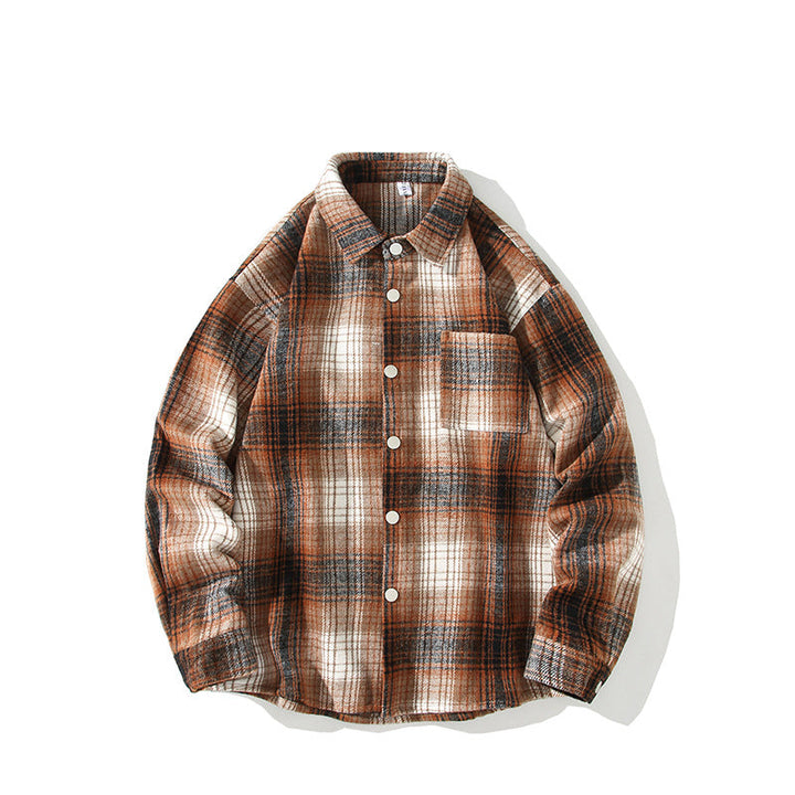 Men's Checkered Overshirt-Shirt Jacket made of Brushed Blend with Chest Pocket Hudson & Parker