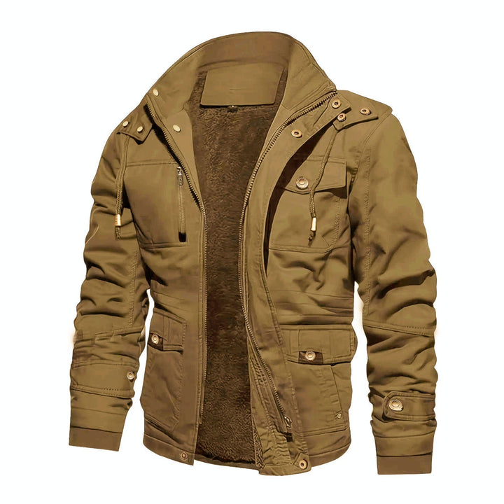 Men's thermal field jacket with teddy lining, hood, and multiple pockets Hudson & Parker