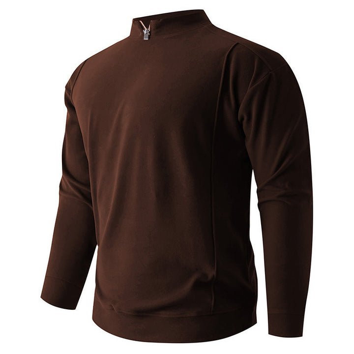 Men's Comfortable Stretch Half-Zip Sweater with Stand-Up Collar and Brushed Inner Lining Hudson & Parker