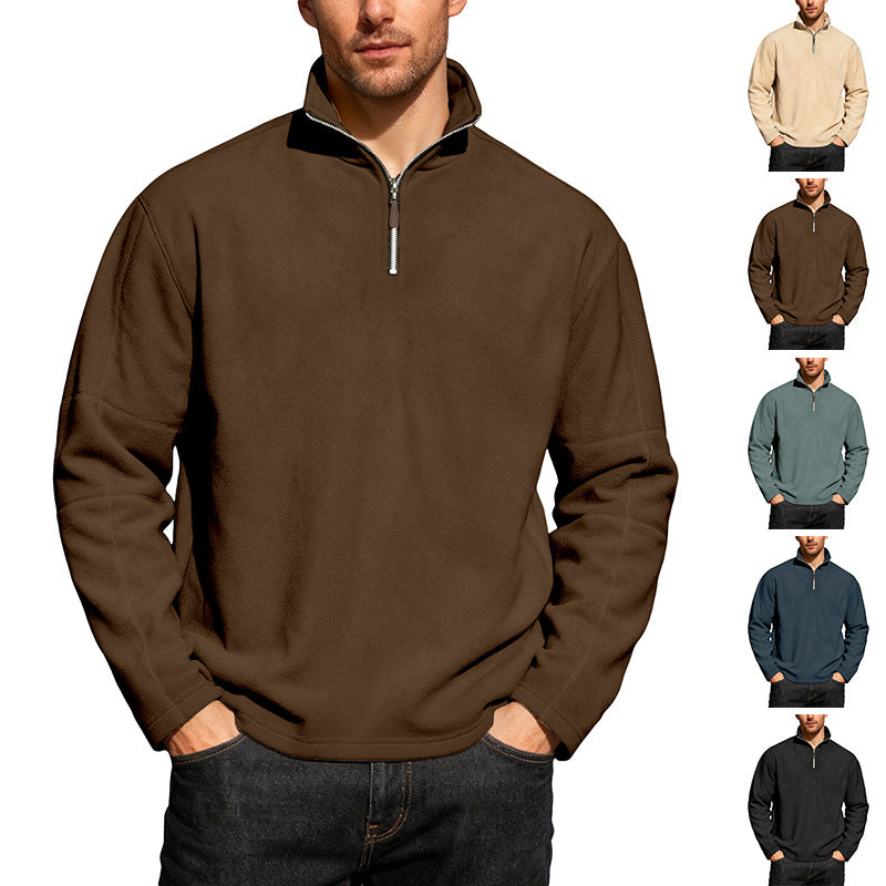 Men's lightweight microfleece performance pullover with short zipper raglan sleeves and shaping seams Hudson & Parker