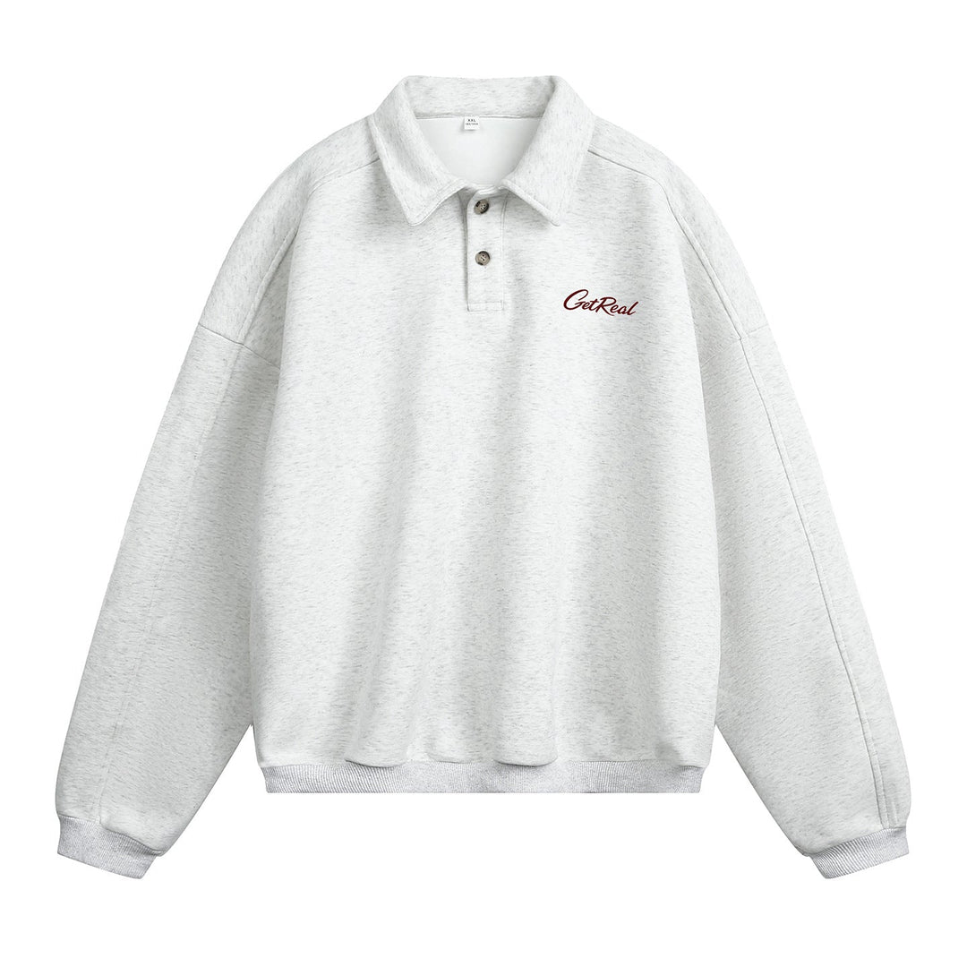 Unisex Oversize Polo collar sweatshirt with half button placket and raglan sleeves Hudson & Parker
