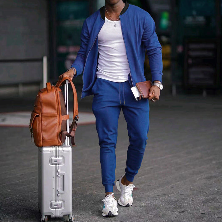 Men's casually cut sweat set with zip bomber jacket and tapered jogging pants made of soft fleece Hudson & Parker