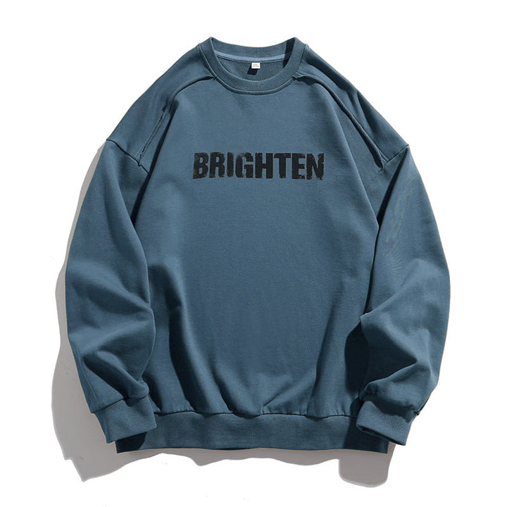 Unisex Oversize Sweatshirt with Distressed Raglan, Statement Print and Ribbed Hem Hudson & Parker