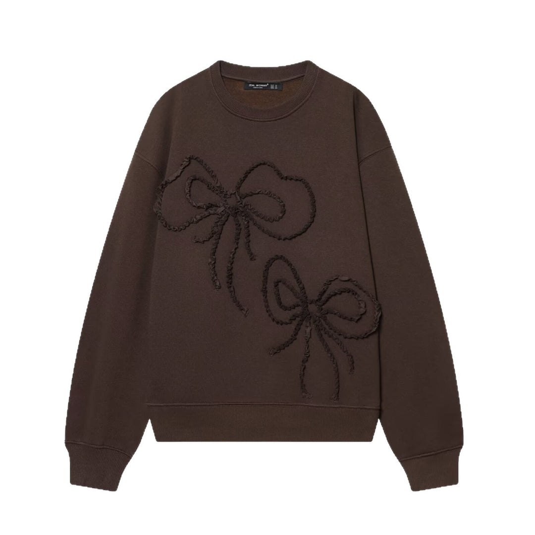 Women Cropped Boxy Sweatshirt with 3D Bow Application Hudson & Parker