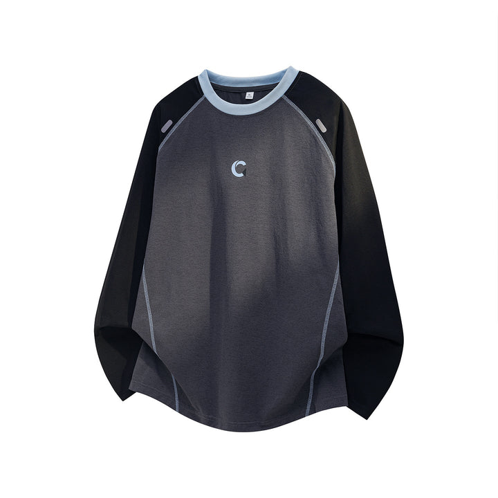 Unisex Oversize Raglan Sweatshirt with contrasting sleeves, round neck and curved hem Hudson & Parker
