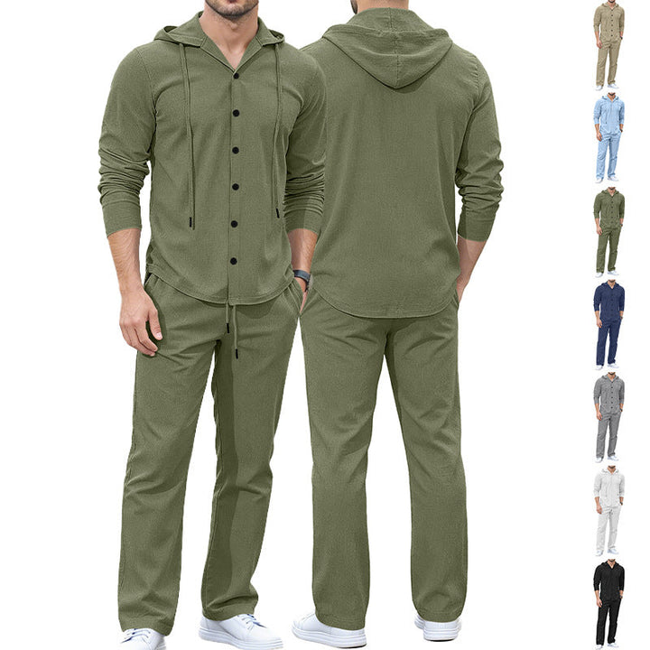Men's Casual Button Hoodie Lounge Set made of Jersey with Drawstring and Comfort Jogger Hudson & Parker Fashion
