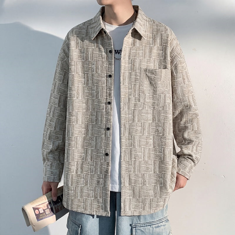 Men's overshirt jacket made of structured blend with check pattern relief Hudson & Parker