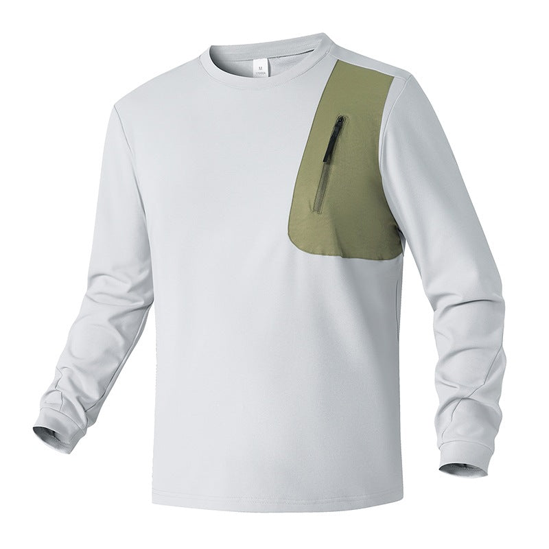 Unisex Oversize Long Sleeve Sweatshirt with Chest Zipper Pocket and Crew Neck Hudson & Parker