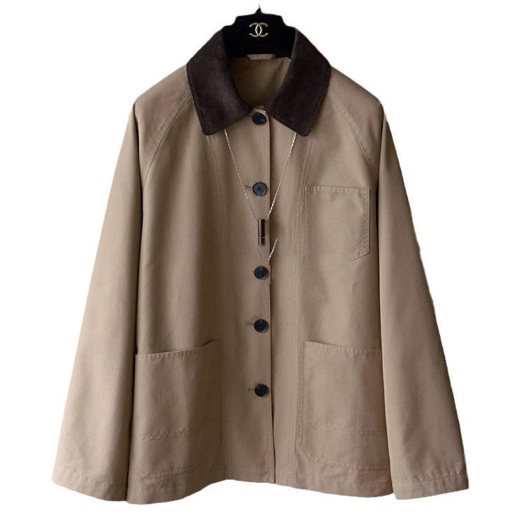 Men's chore jacket with cord collar, raglan sleeves, and patch pockets Hudson & Parker