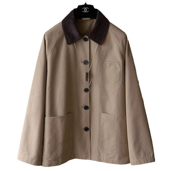 Men's chore jacket with cord collar, raglan sleeves, and patch pockets Hudson & Parker