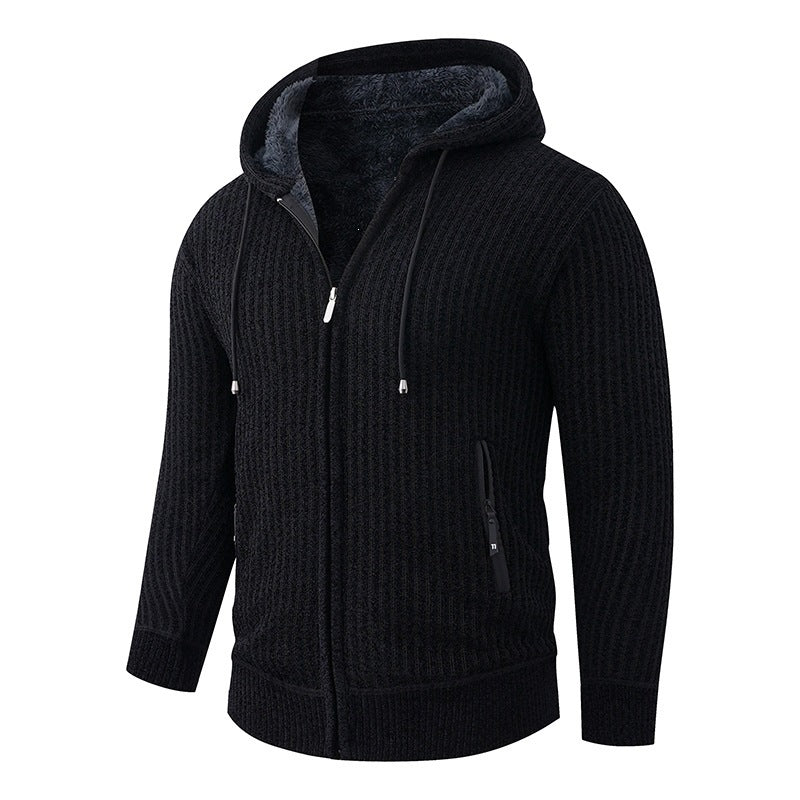 Men's Hoodie Cardigan with Teddy Lining and Full Zip Hudson & Parker