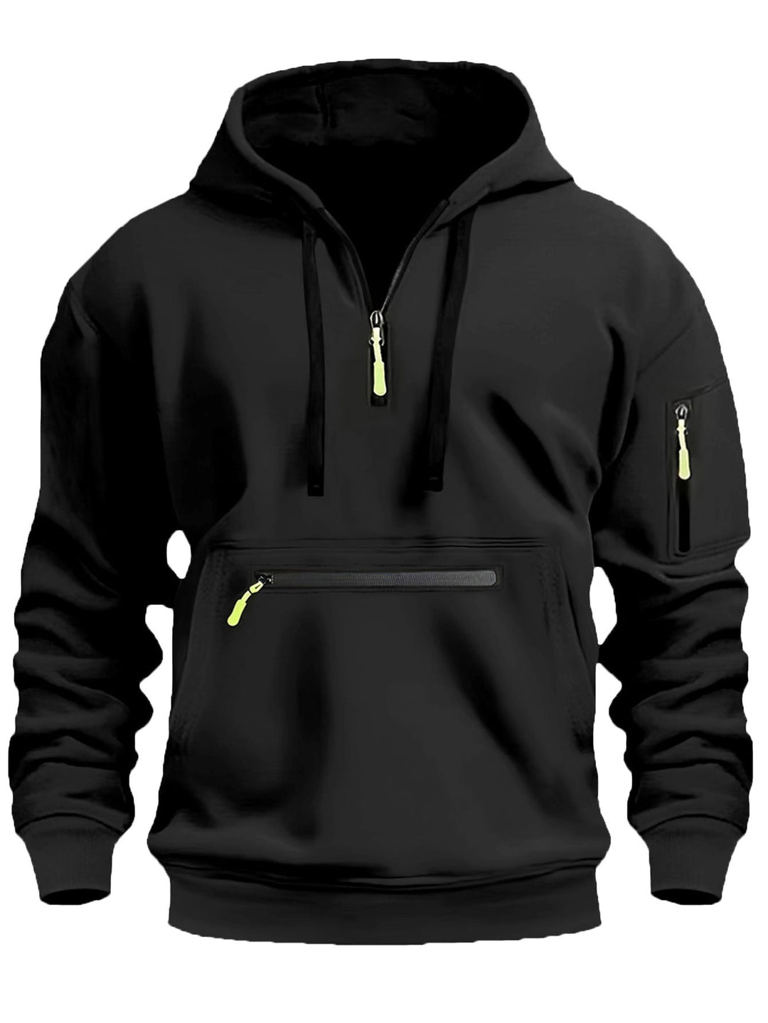 Men's hoodie with half zip, kangaroo pocket and hidden zippers Hudson & Parker