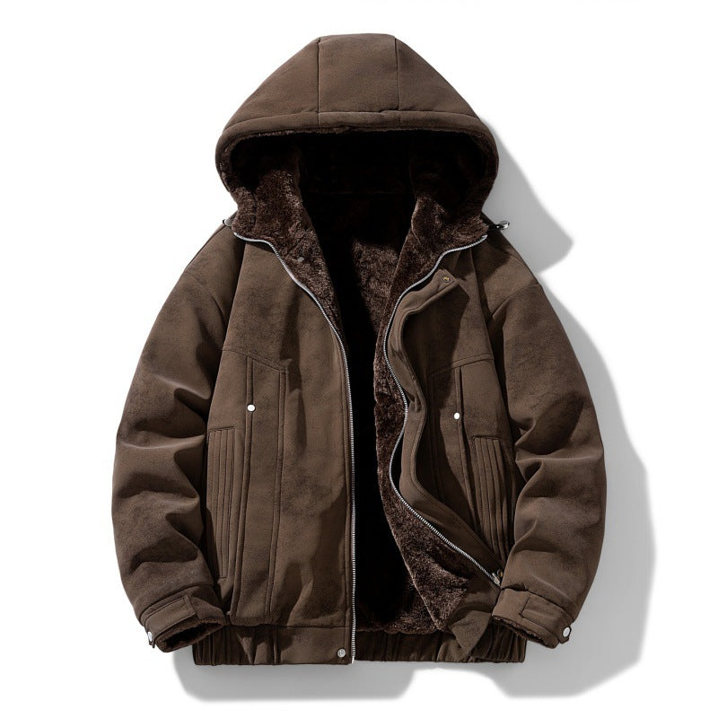 Men's hooded jacket with teddy lining and faux suede look Hudson & Parker Fashion