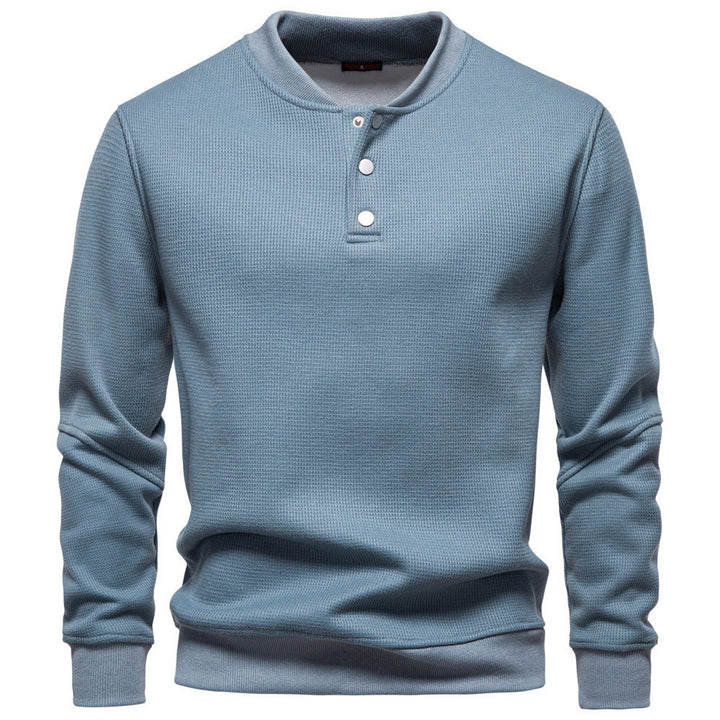 Men's waffle texture Henley pullover with short snap button closure and ribbed cuffs Hudson & Parker