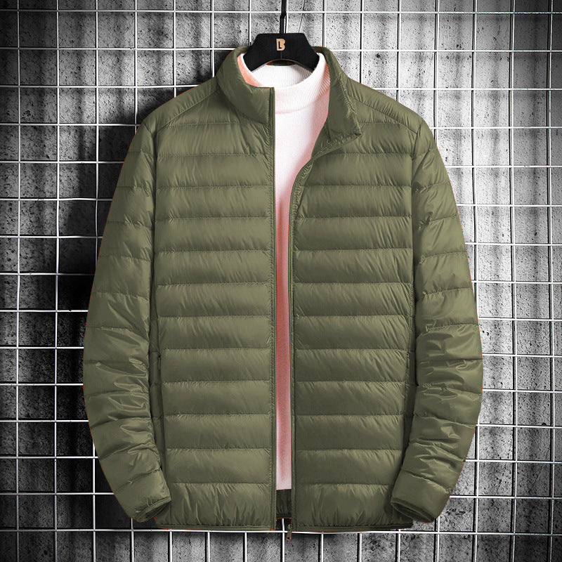 Men's Lightweight Quilted Insulated Padded Jacket with Stand-Up Collar and Pack Function Hudson & Parker