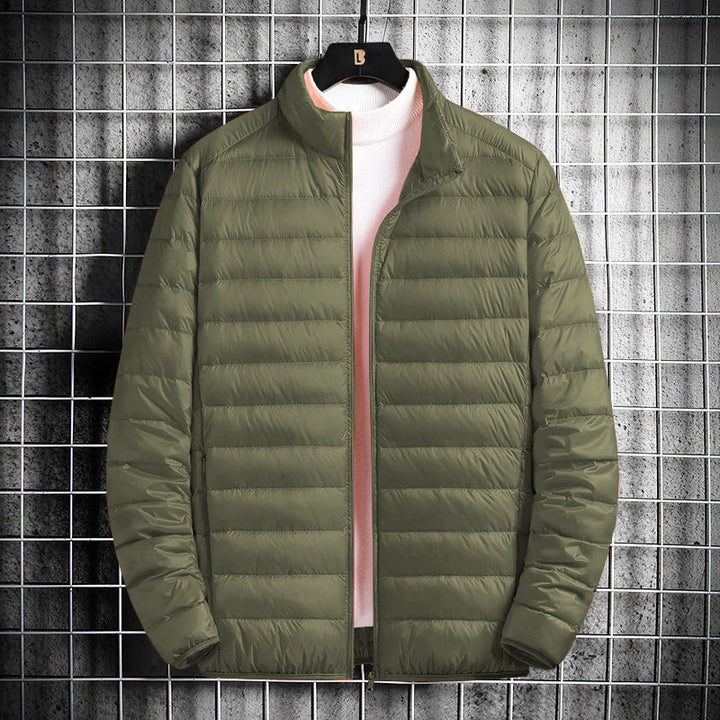 Men's Lightweight Quilted Insulated Padded Jacket with Stand-Up Collar and Pack Function Hudson & Parker