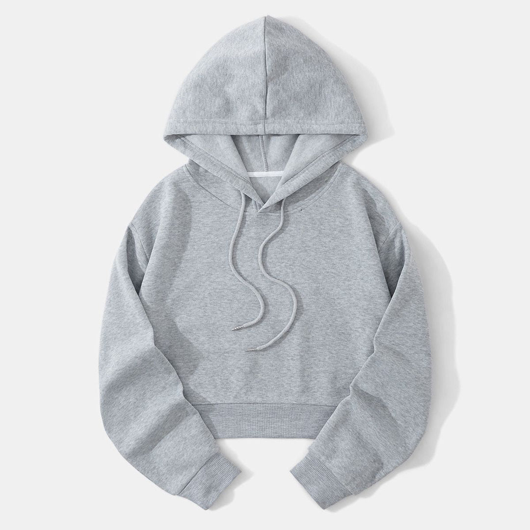 Women's cropped hoodie with soft fleece interior and elastic ribbed hem Hudson & Parker