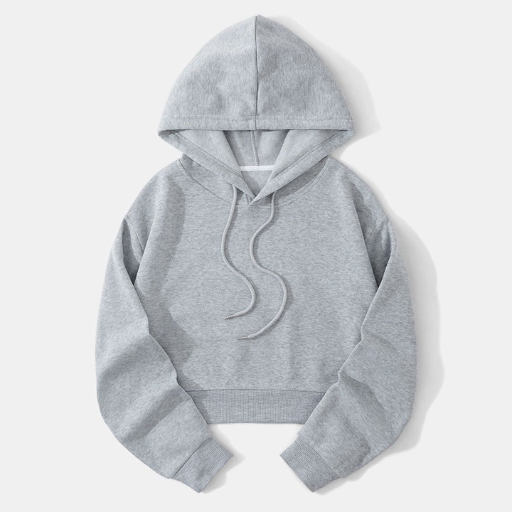 Women's cropped hoodie with soft fleece interior and elastic ribbed hem Hudson & Parker