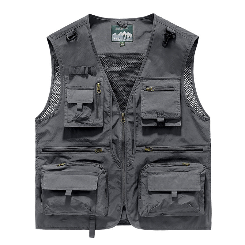 Men's multifunctional fishing vest with numerous pockets and mesh inserts Hudson & Parker