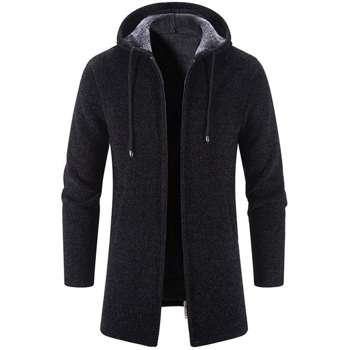 Men Long Cut Hooded Knit Coat with Teddy Lining Hudson & Parker