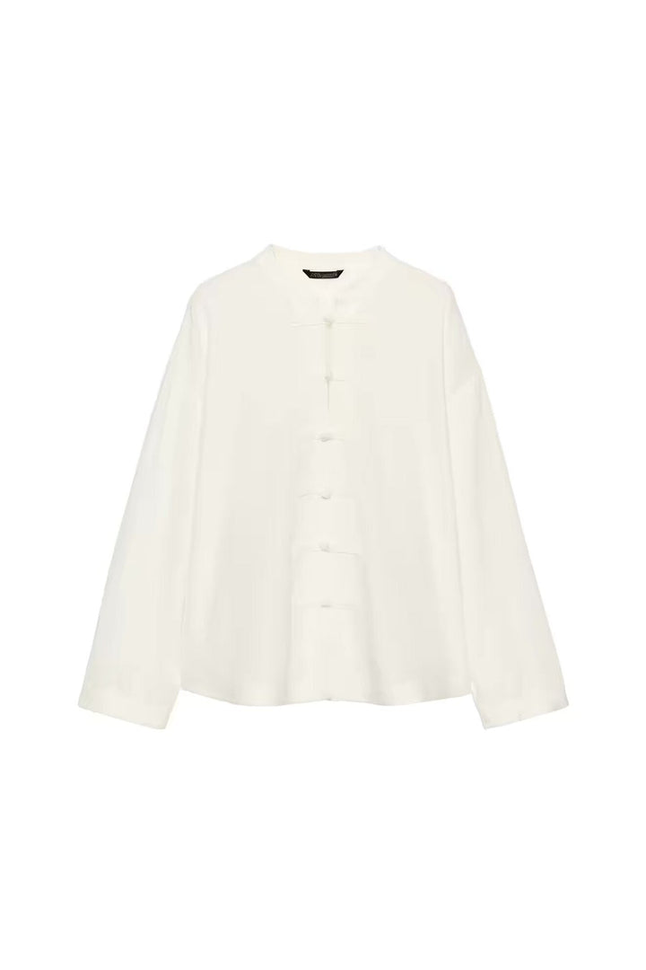 Men's Loose -Linen Jacket in China Style with Stand-up Collar and Knot Closures Hudson & Parker