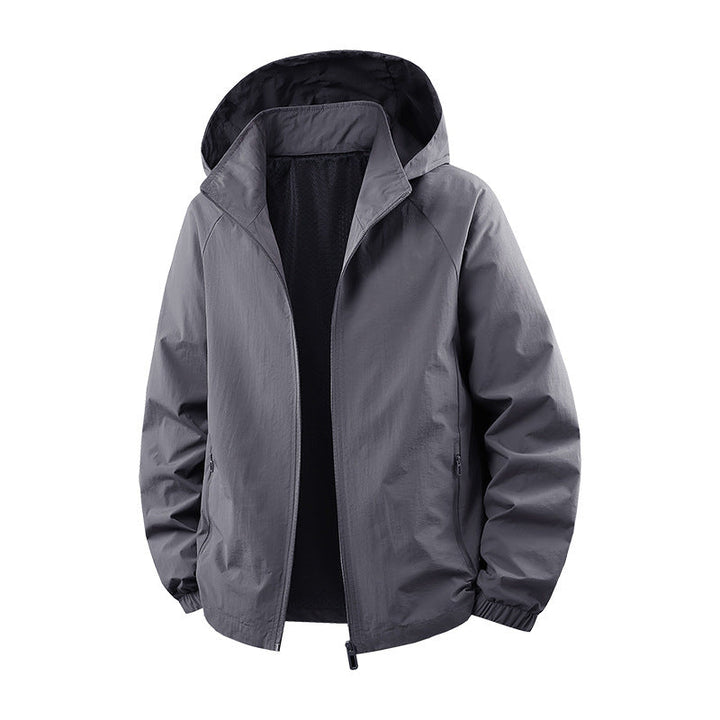 Men's Ultra-Light Breathable Hooded Transition Jacket with Mesh Lining and Water-Repellent Microripstop Shell Hudson & Parker