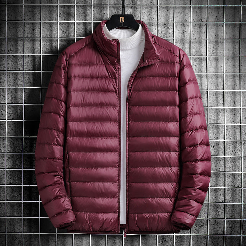 Men's Lightweight Quilted Insulated Padded Jacket with Stand-Up Collar and Pack Function Hudson & Parker