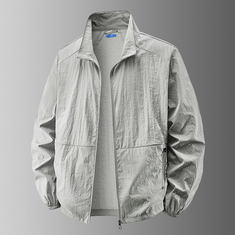 Men's ultralight windproof transitional jacket with stand-up collar and compact pack function Hudson & Parker