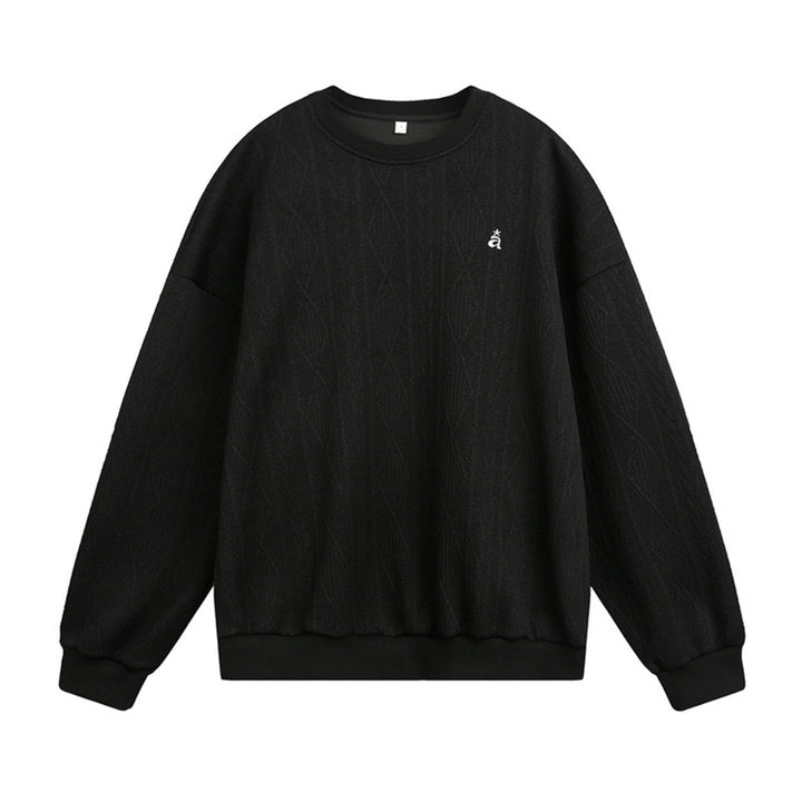 Unisex Structured Oversize Crew Neck Sweatshirt with Cable Knit Pattern and Ribbed Hem Hudson & Parker