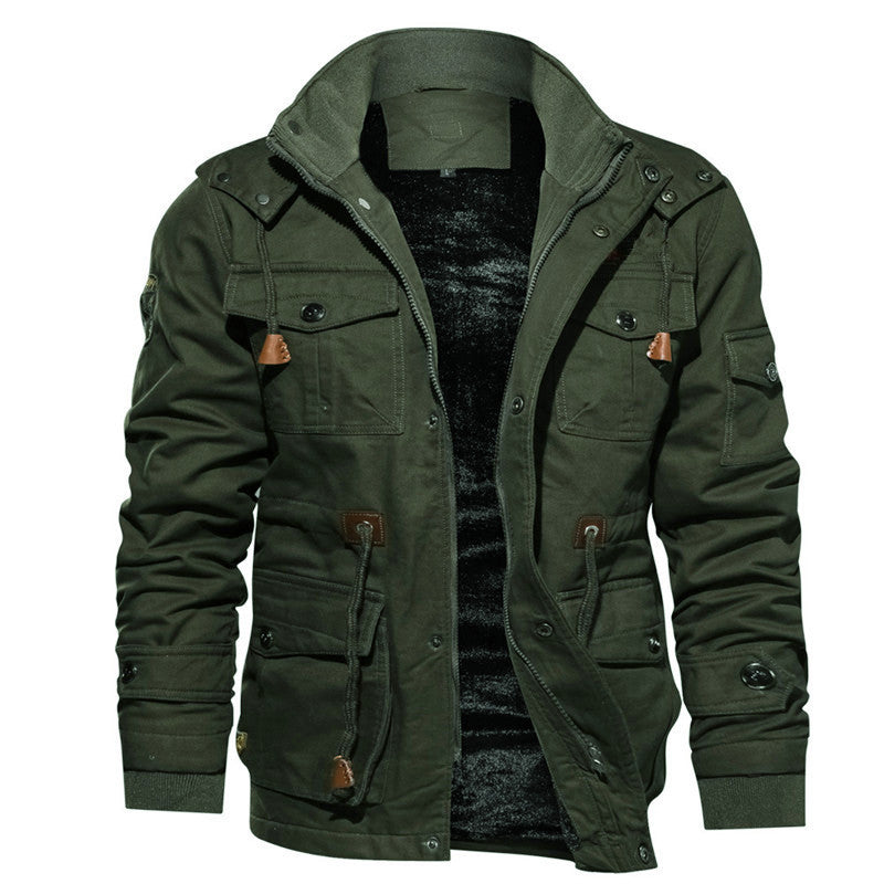Men's Insulated Canvas Utility Parka with Teddy Fleece Lining and Multiple Pockets Hudson & Parker