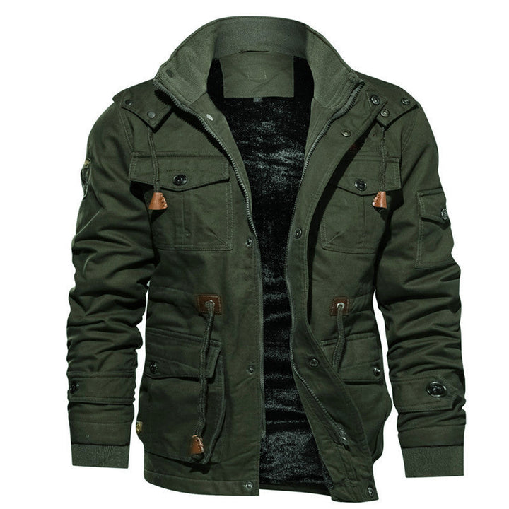 Men's Insulated Canvas Utility Parka with Teddy Fleece Lining and Multiple Pockets Hudson & Parker