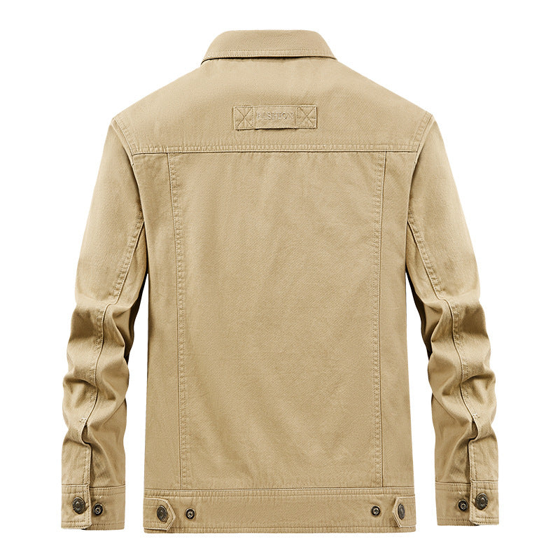 Men's lightweight canvas field jacket with chest flap, breathable mesh lining, and multiple pockets.